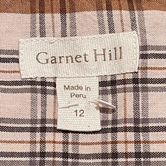 NWOT Garnet Hill Essential Boyfriend Brown Plaid Button Front Shirt - Size 12 - Picture 7 of 12